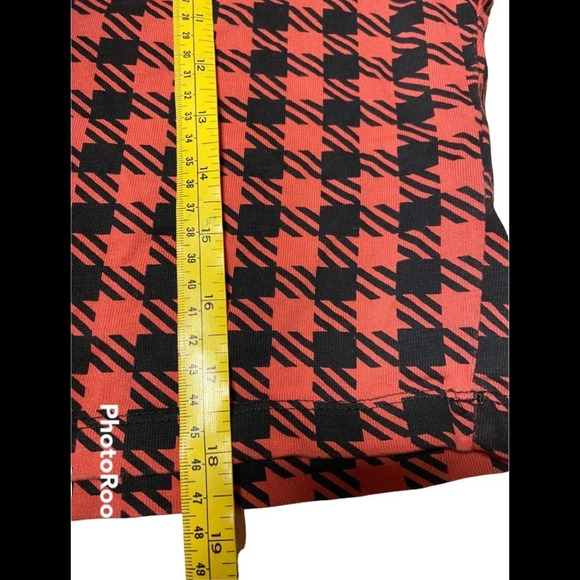 Adidas Red/Black Checked Crop T-Shirt Sz L - Picture 8 of 9